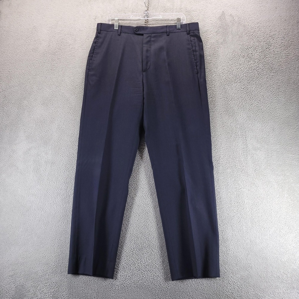 Zanella Dress Pants Mens 36x30 Blue Todd Pleated Wool Trousers Italy Nordstrom